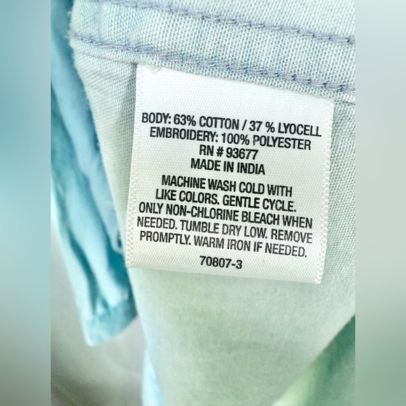 NWT Embroidered Floral Denim Dress Button Down Size XL Fall Cottagecore Cowgirl - Picture 10 of 11